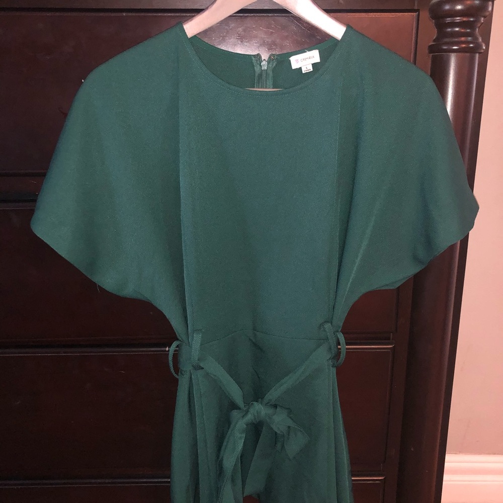 Cremieux Emerald Green Belted Peplum